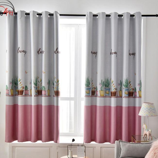 Rèm cửa che nắng rèm trang trí chậu hoa xinh cao 2m MÀU HỒNG, XANH