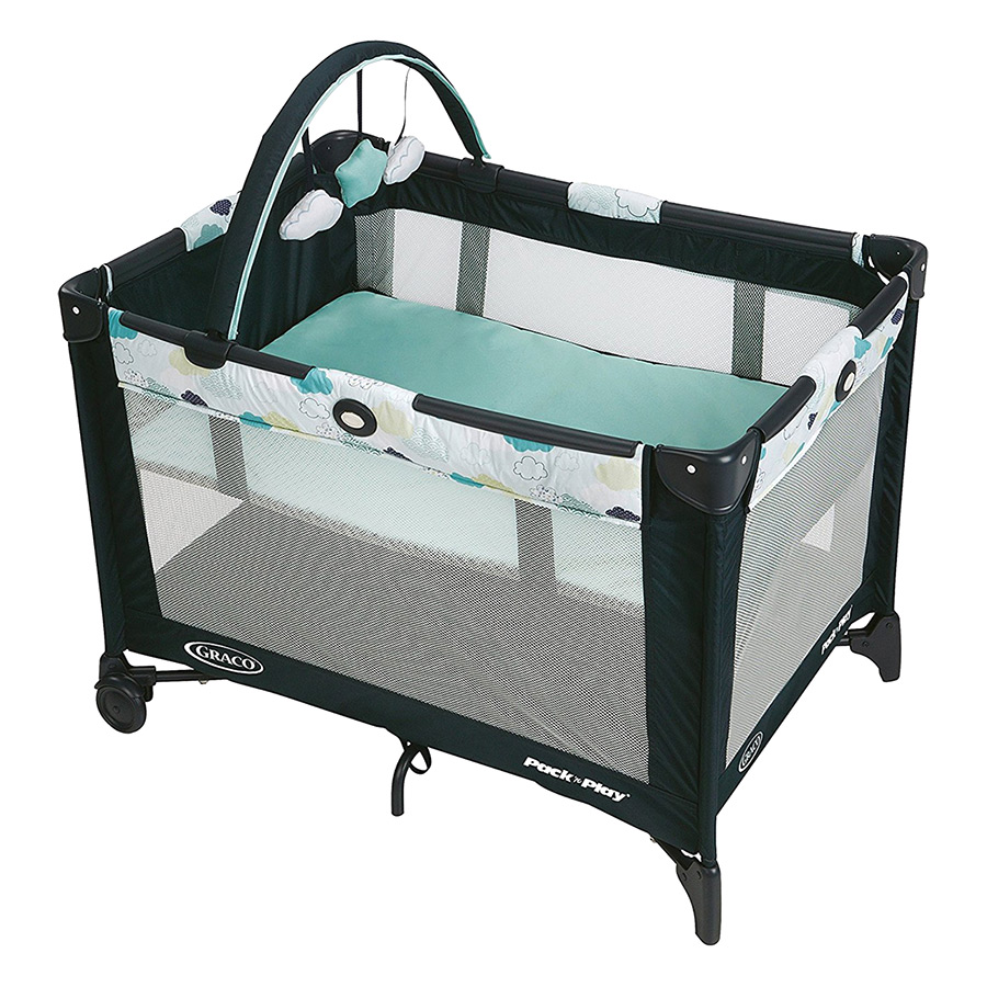 Giường Cũi Graco Base Folding Feet Stratus - Xanh