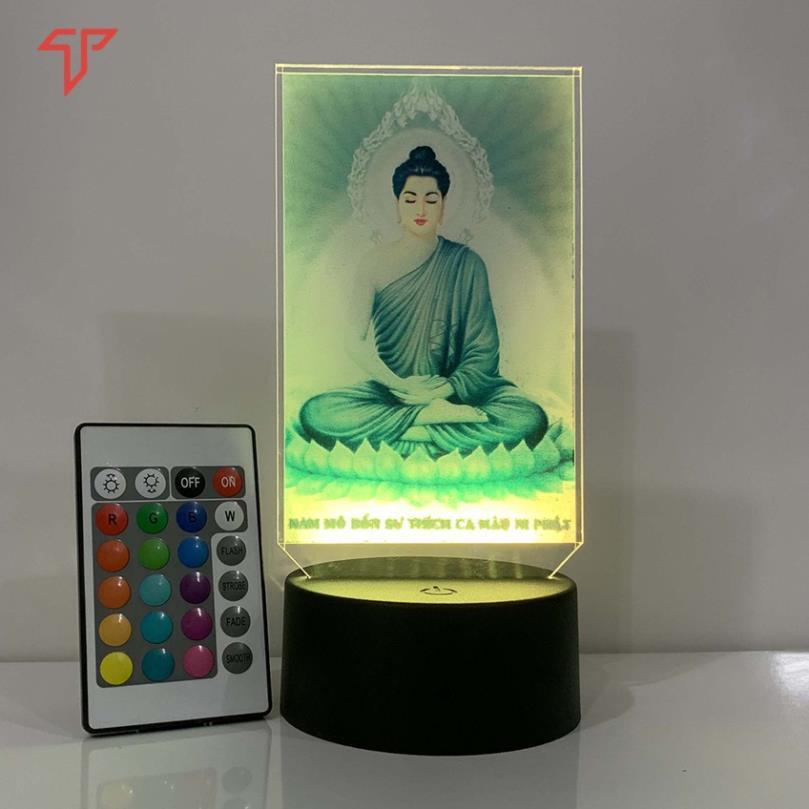Đèn led 3D in hình phật, đèn led mica adida, quan âm, hình thờ, phật trang trí ôtô - xe tải - để bàn