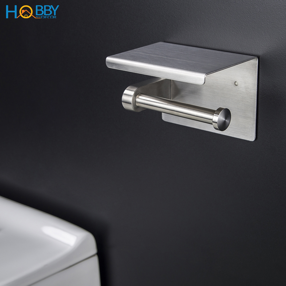 Kệ đựng cuộn giấy vệ sinh toilet có mái che nước dán tường phòng tắm Hobby Home Decor G3 kèm keo dán và đinh ốc