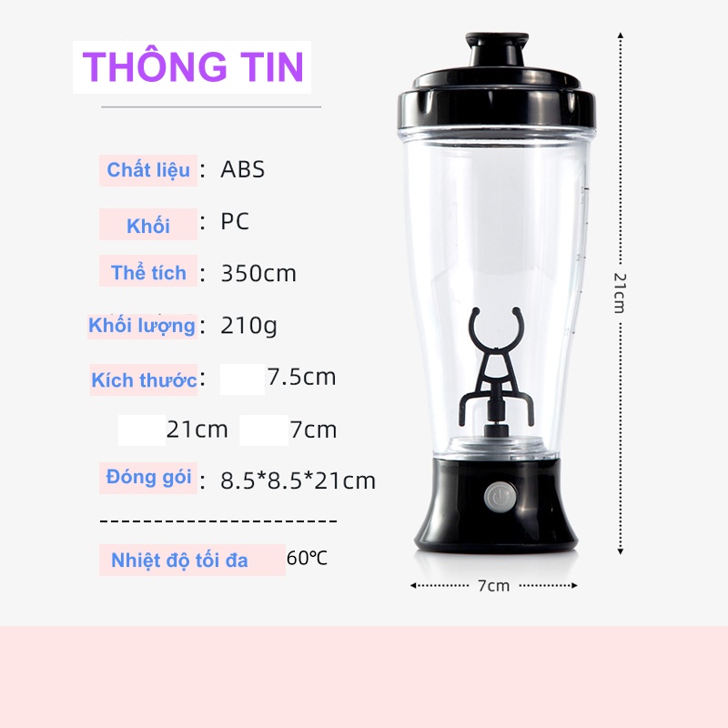 Cốc Khuấy Tự Động Thông Minh Trong Suốt 620 - Chính Hãng (Giao màu ngẫu nhiên)