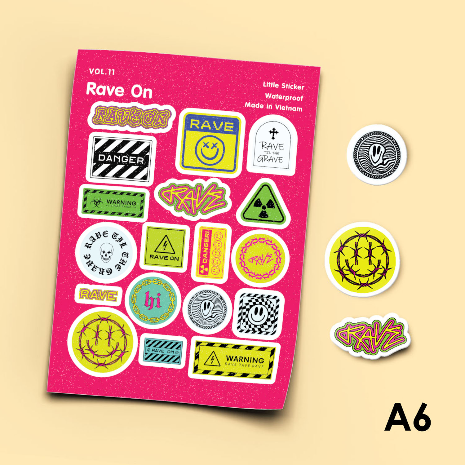Vol.11 Rave on - Little Sticker Sheet A6 hình dán cán màn lấp lánh cao cấp - Sticker Factory