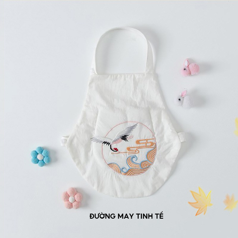 Yếm Choàng Cổ Ăn Dặm Cho Bé Bằng Sợi Bông Organic Được Thêu Hoạ Tiết Tinh Tế Chuẩn Hàng Cao Cấp