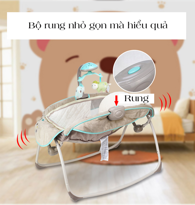 Nôi rung bé tự động có nhạc và ánh sáng