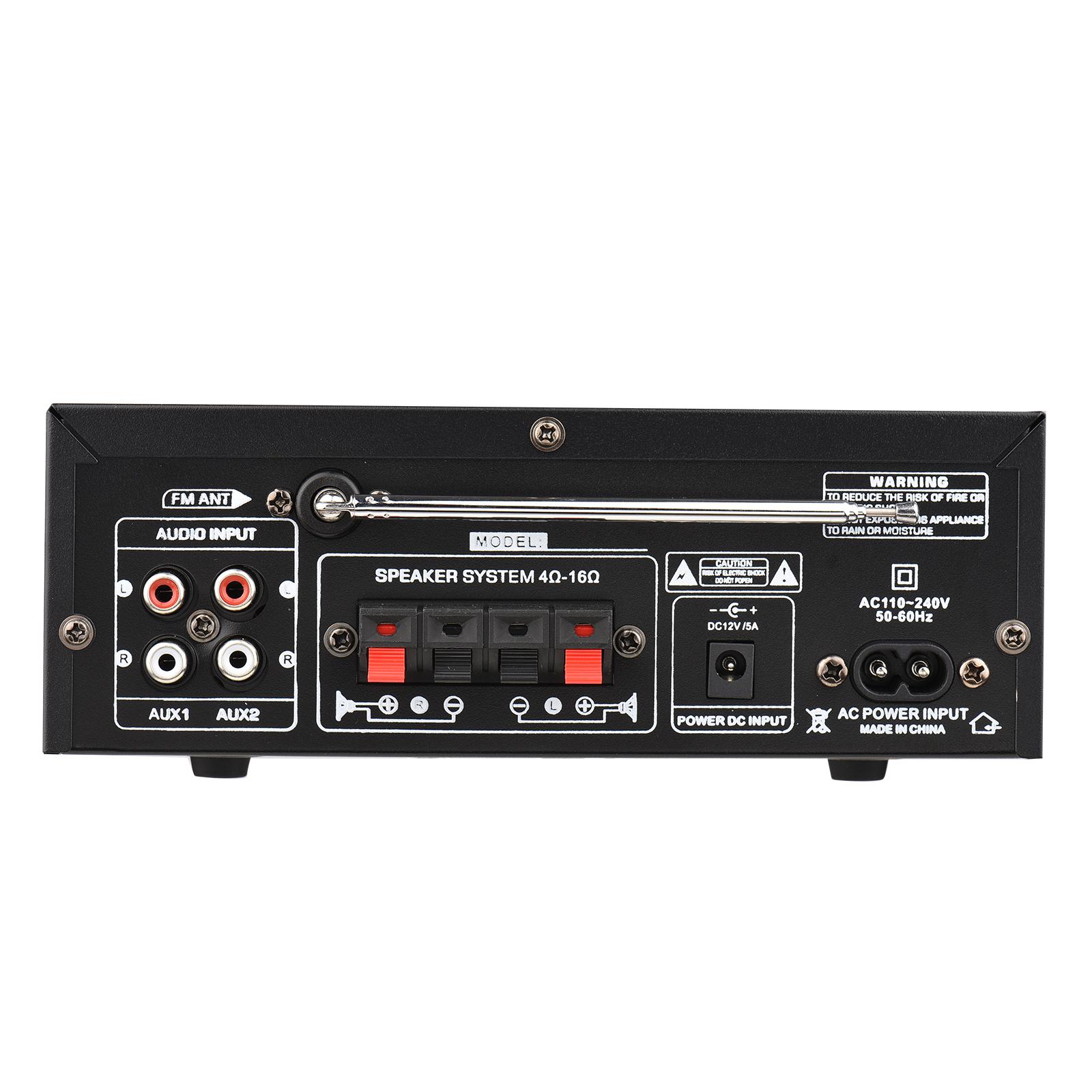 AK-55 Audio Power Amplifier Home Car Karaoke Amplifier Digital Audio PA Receiver 2 Microphone Input with Remote Control