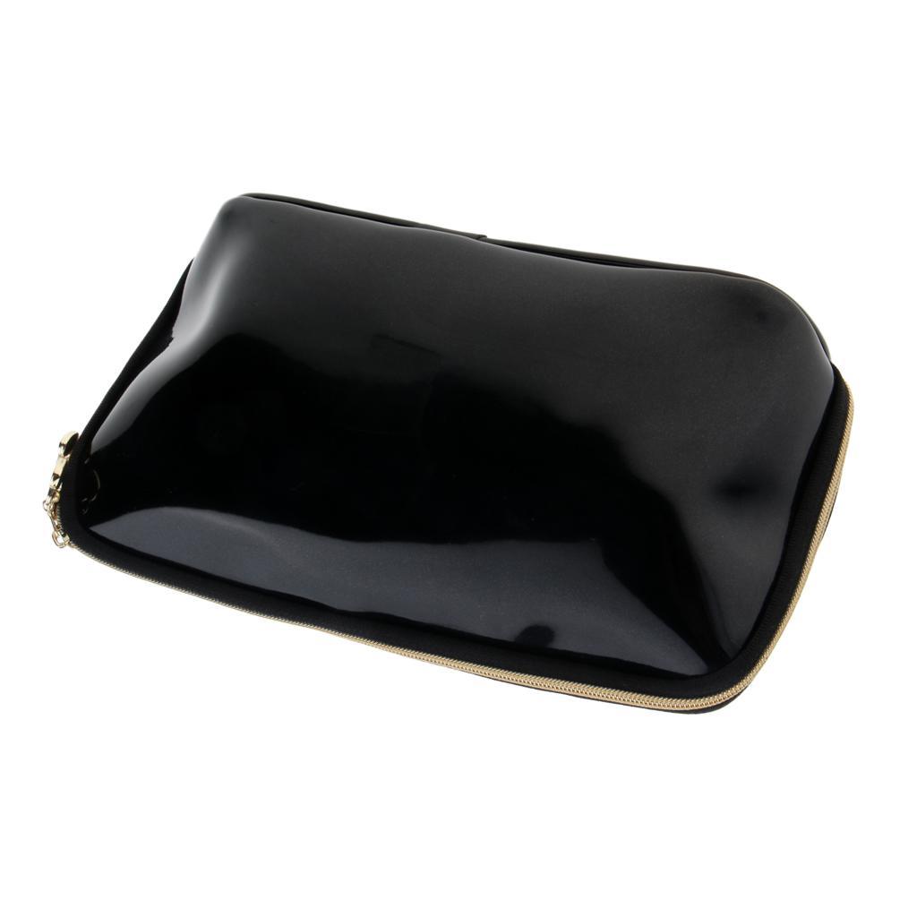 PVC Traveling Makeup Organizer Bag Portable Toiletry Zipper Pouch Black