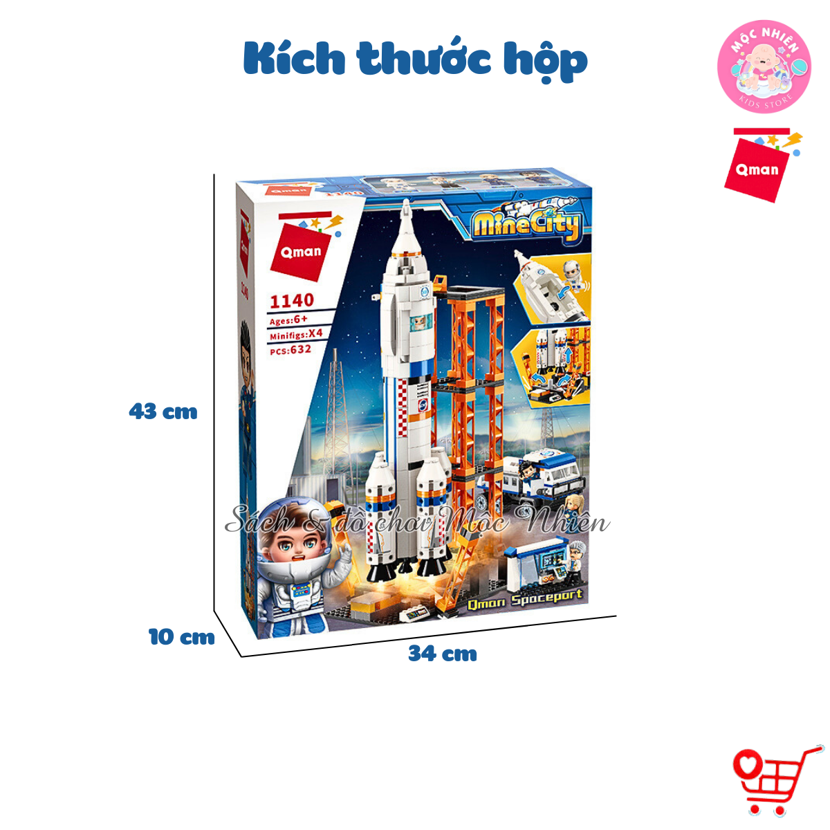 Đồ chơi lắp ráp, xếp hình Qman 1140 - Vụ phóng tàu không gian - Bộ lớn 632 mảnh ghép - Cho bé từ 6 tuổi