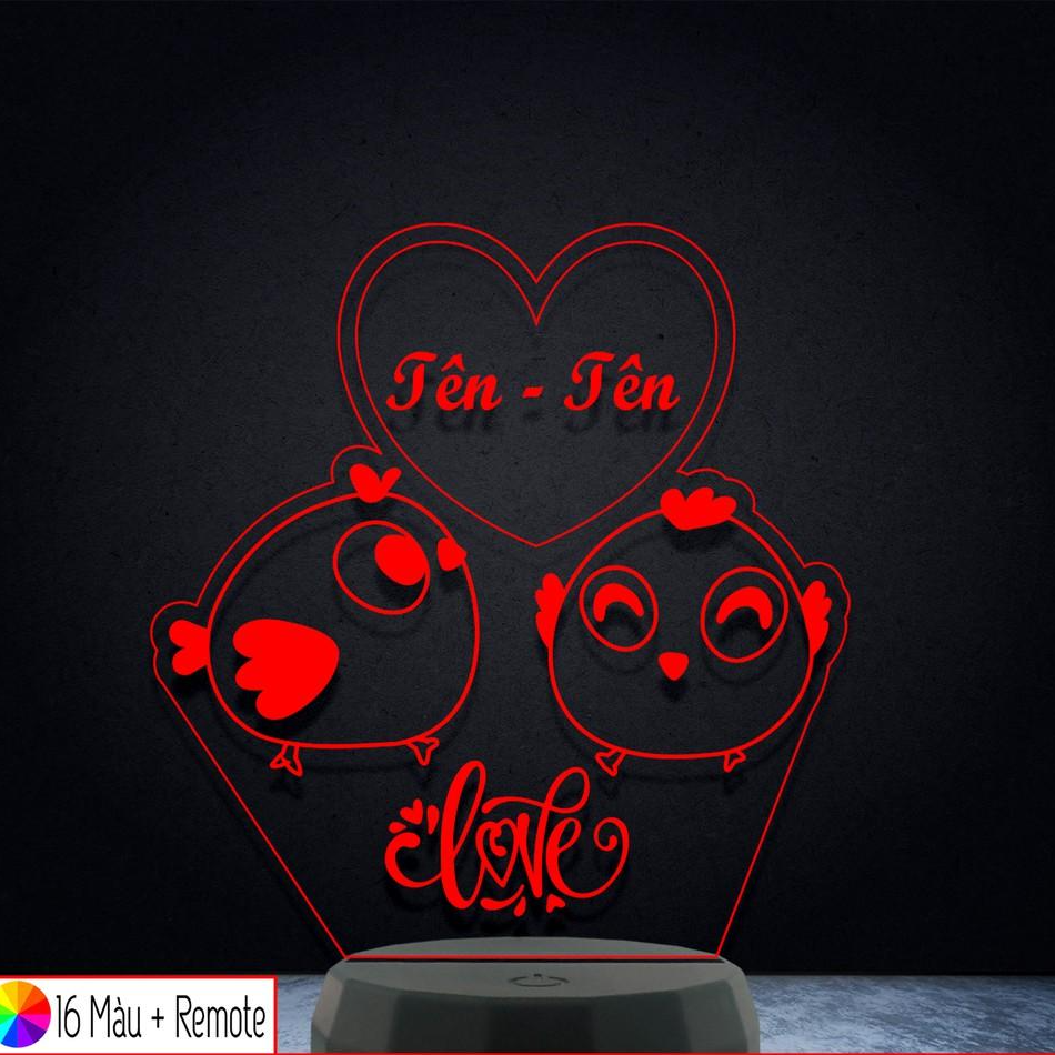 Đèn Led 3D trang trí GÀ LOVE – Qùa Tặng Độc Đáo, Trang Trí, Để Bàn, Phòng Ngủ,