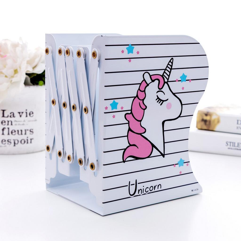 2xUnicorn Bookends Metal Iron Adjustable Books Holder Stand White