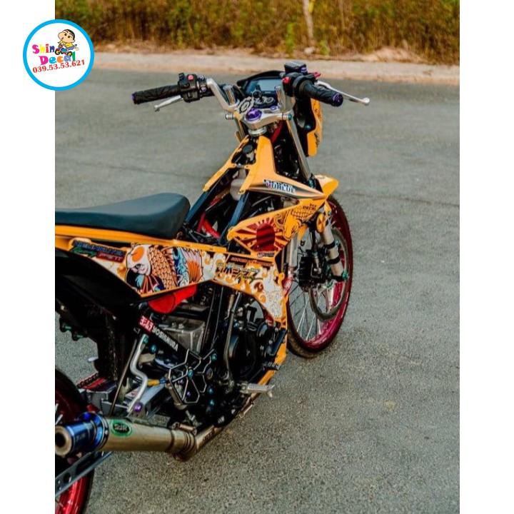 Tem rời raider fi cá chép dán xe vàng