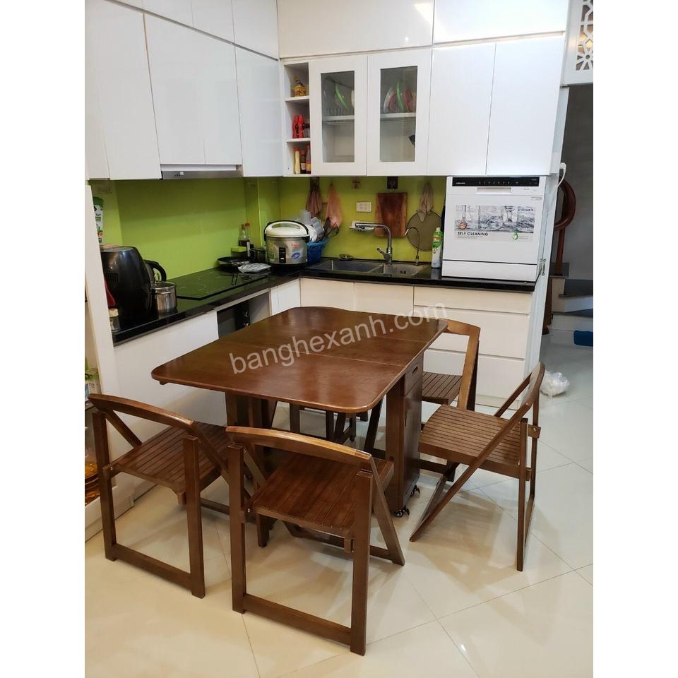 Bàn Ăn Thông Minh Gỗ Sồi - Bộ 4 Ghế Đệm