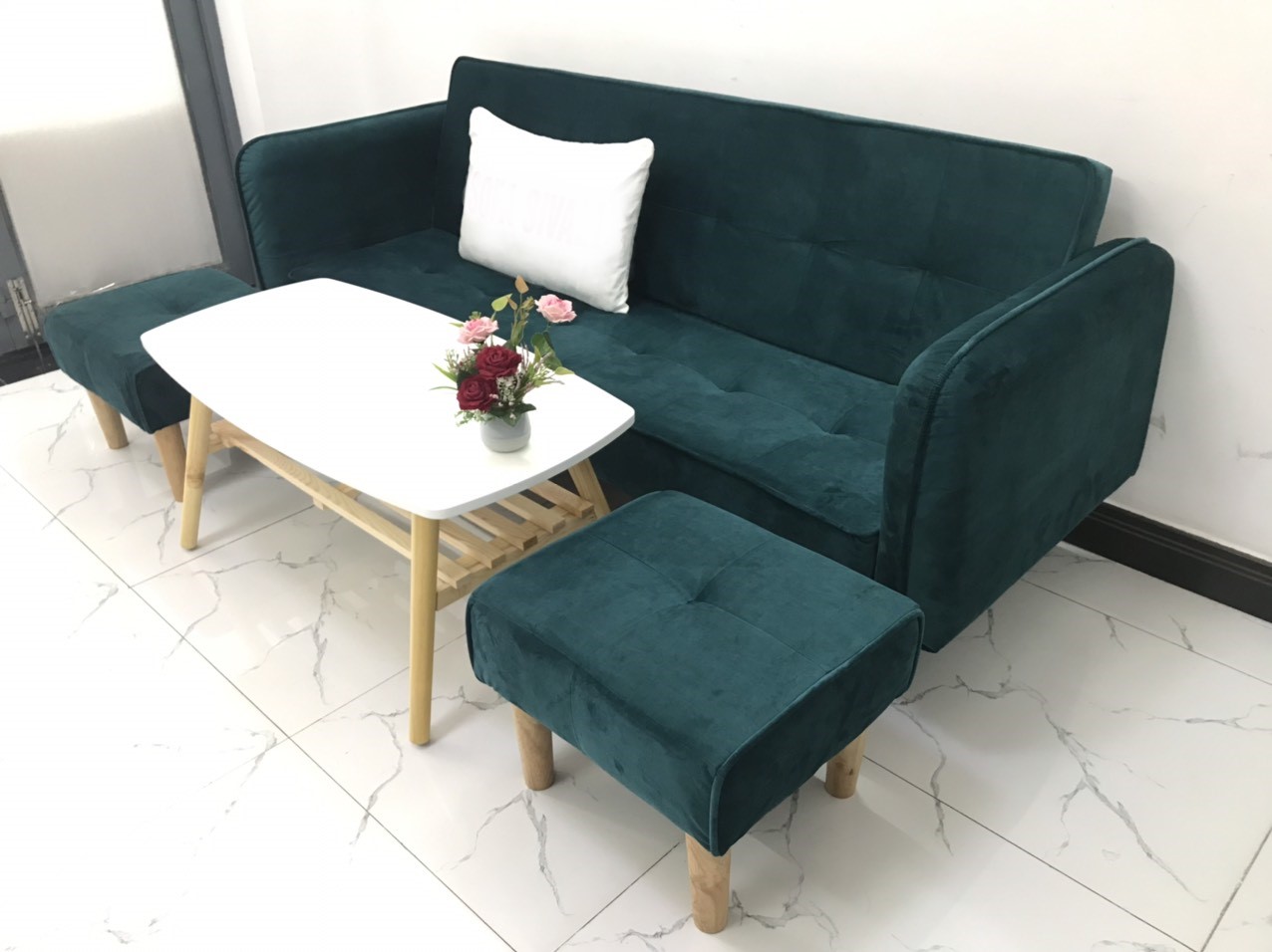 Bộ ghế sofa giường sofa bed tay vịn phòng khách sivali01 sopha