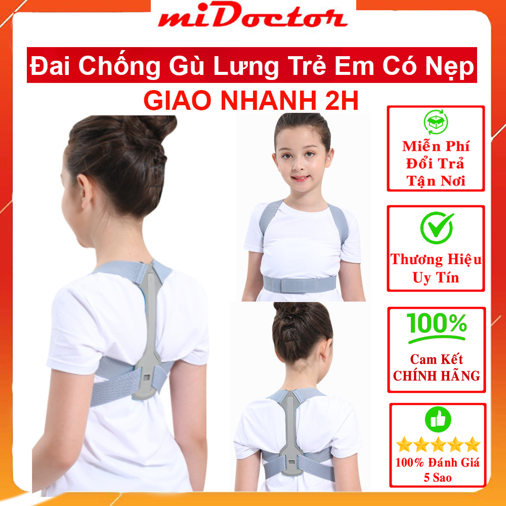 Đai Chống Gù Lưng Trẻ Em Có Nẹp Cho Bé Cân Nặng Từ 15 kg Đến 40 Kg - Chính Hãng miDoctor