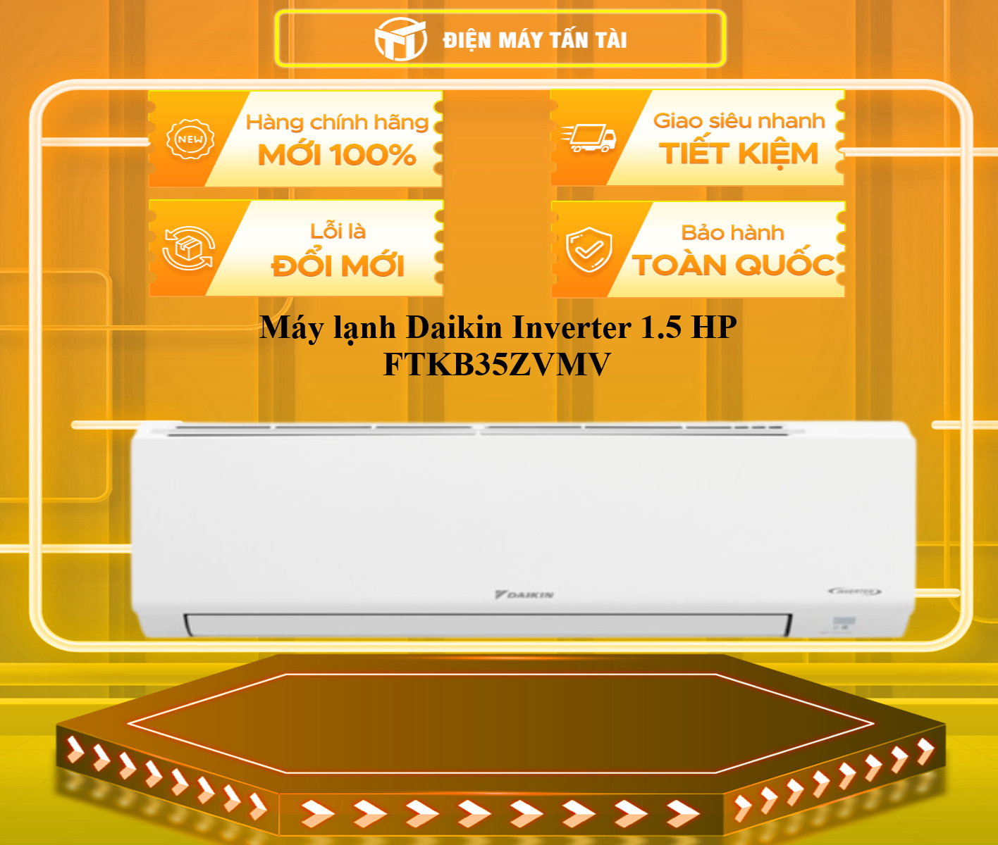 Máy lạnh Daikin Inverter 1.5 HP FTKB35ZVMV - HÀNG CHÍNH HÃNG - CHỈ GIAO HCM