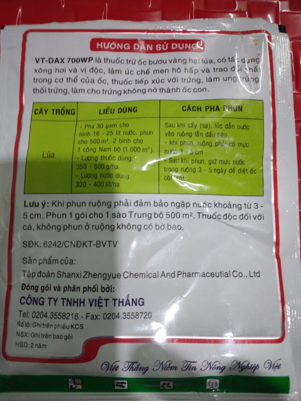 Gói VT-DAX 700WP đặc trừ ốc bươu vàng - gói 30 gram