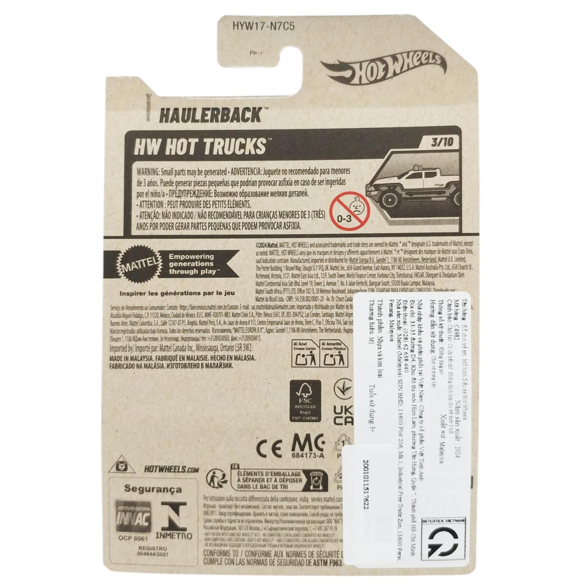 Siêu Xe Hot Wheels C4982 - 42/250 - Haulerback (Mẫu Màu Giao Ngẫu Nhiên)