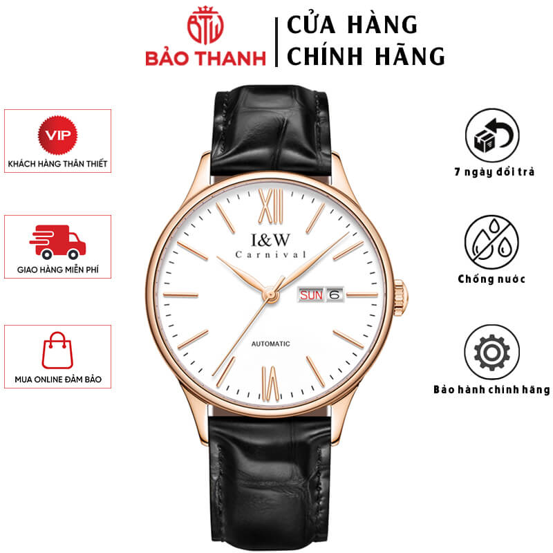 Đồng Hồ Nam IW 516G1 Chính Hãng Full Box Mạ Vàng 18K Chống Nước Kính Saphire Chống Xước Dây Da Cao Cấp Bảo hành 24T (Máy Cơ Automatic Nhật Bản)