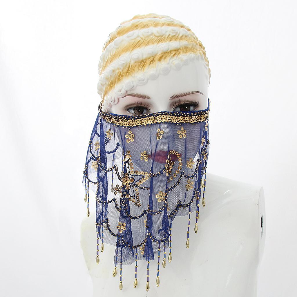 2 Lady Belly Dance Beaded Sequins Face Halloween Costume Accessory