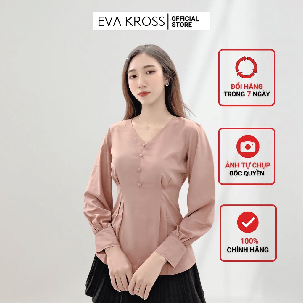 Áo thun nữ dài tay, áo kiểu xếp ly eo hồng đất EKS122