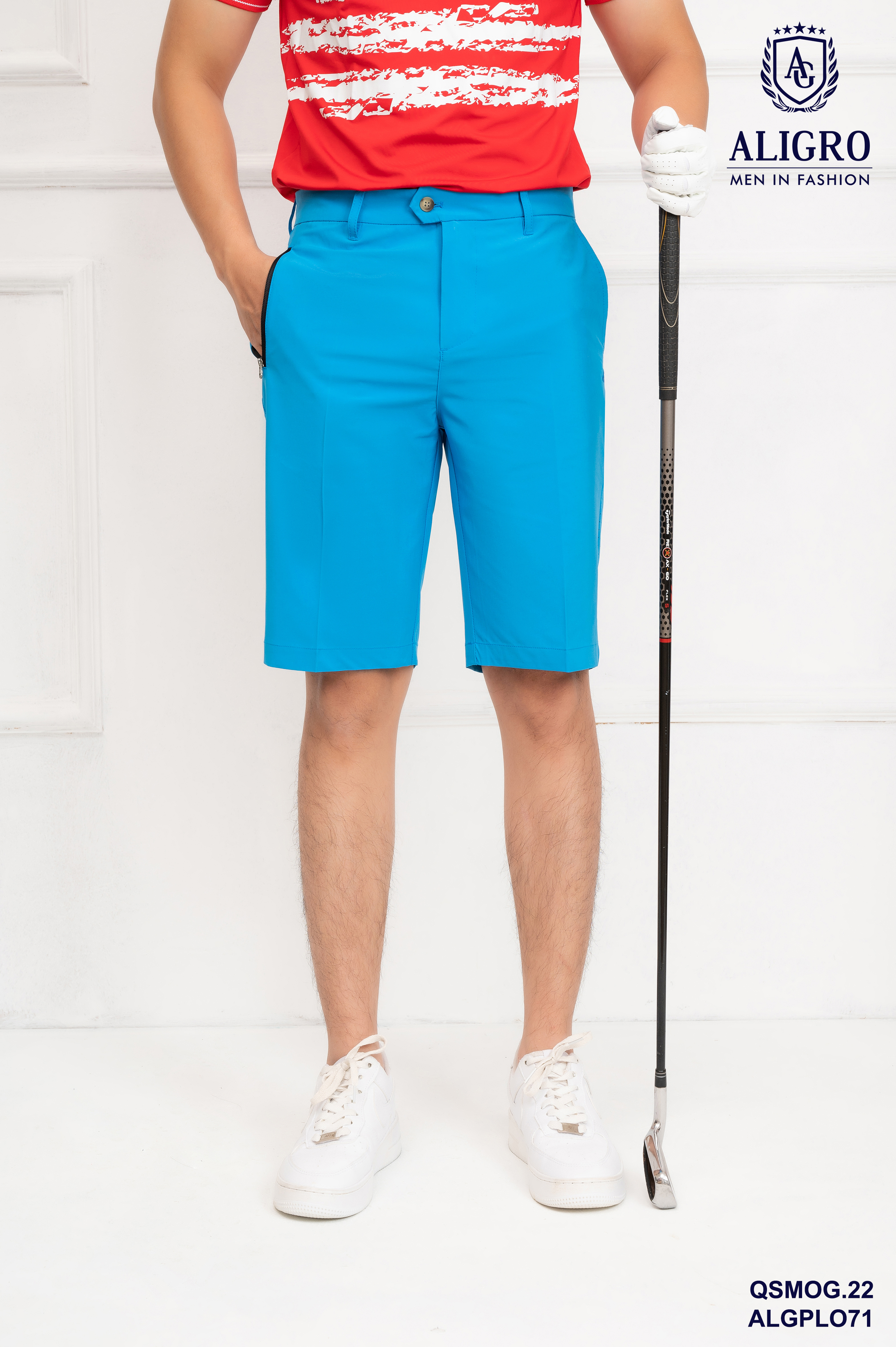 Quần short golf nam ALIGRO nhiều màu chất vải co giãn chống nhăn cực tốt, thoáng khí, thấm hút tốt QSMOG.22