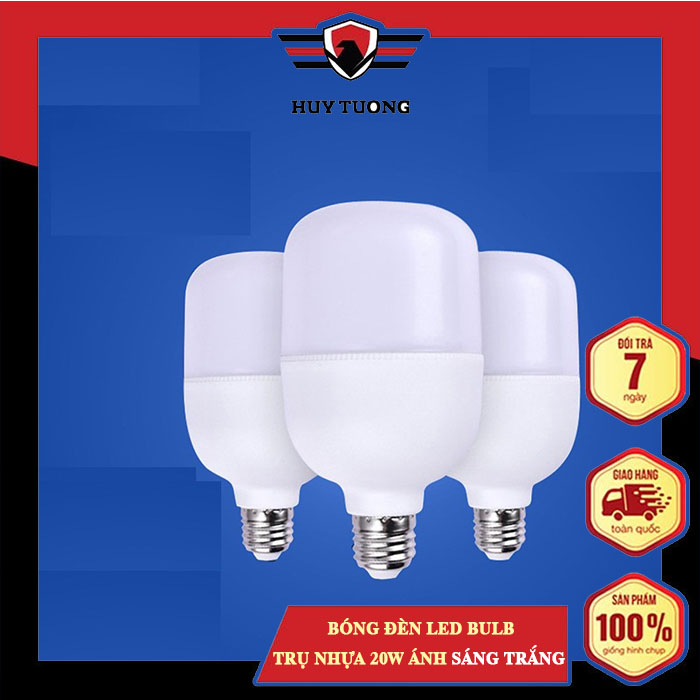 Bóng đèn led bulb trụ nhựa 20W ánh sáng trắng cao cấp