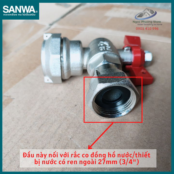 Van góc liên hợp Sanwa nhập khẩu, loại Có Van 1 chiều/không Van 1 chiều ABV 15CJ