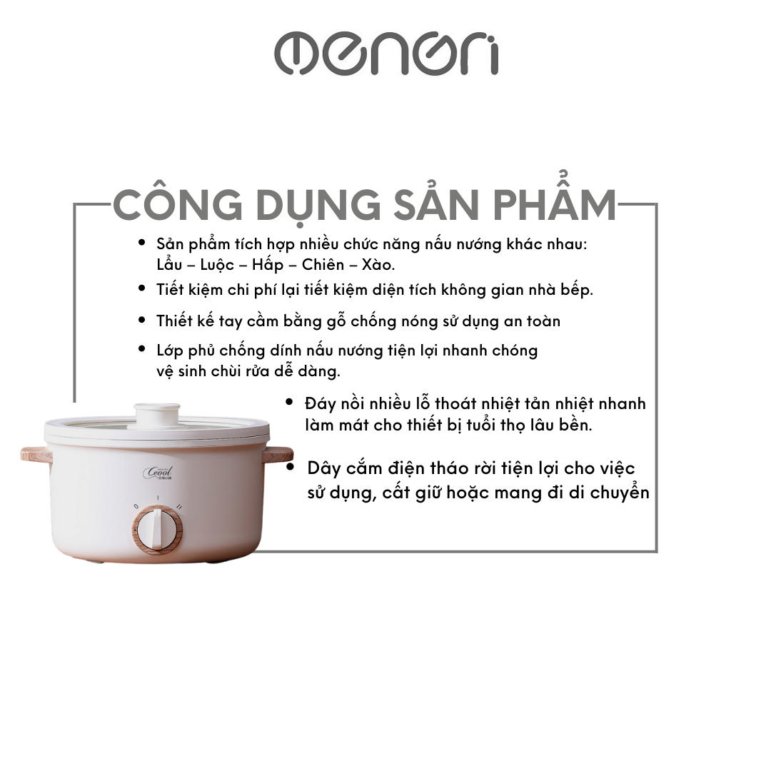 Nồi Điện Đa Năng 1.5L Nấu lẩu đa năng phù hợp văn phòng ký túc xá sinh viên - Hàng Chính Hãng