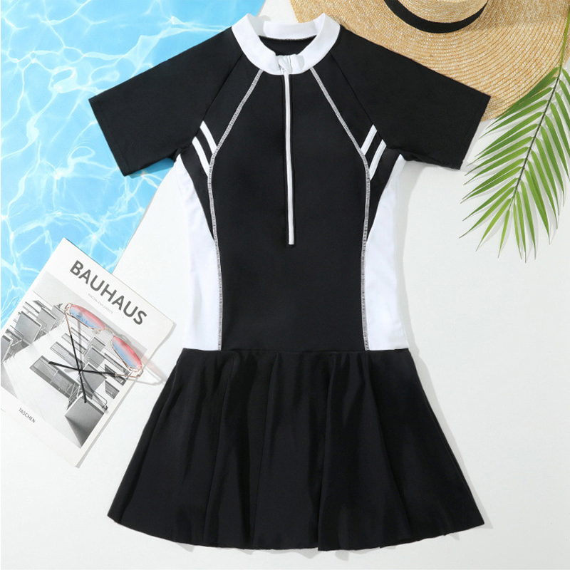 Đồ bơi nữ một mảnh kín đáo che bụng vải mềm mại co giãn 4 chiều, Bikini liền thân dạng váy