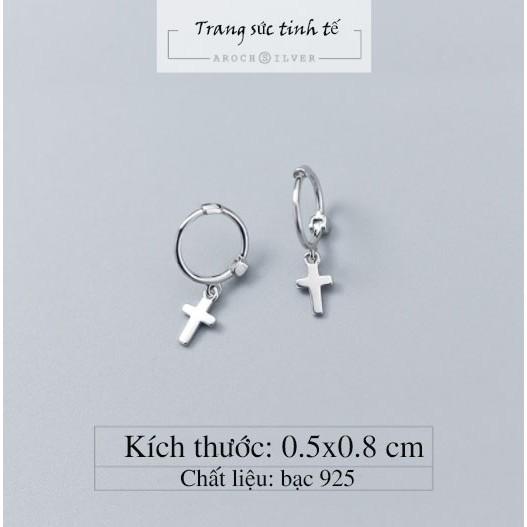 Khuyên tai bạc Ý s925 đinh tán xương cá E8534 - AROCH Jewelry