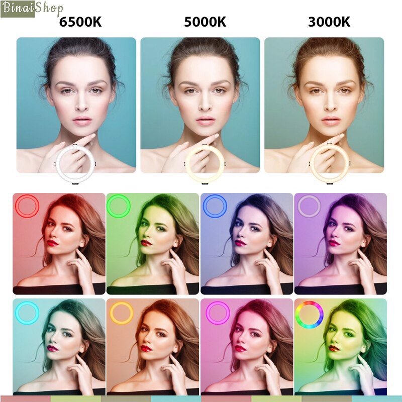 VIJIM K9 RGB - Combo Đèn LED Dạng Vòng 10 Màu Và Chân Đế Linh Hoạt Cho Selfie, Quay mạng xã hội- Hàng chính hãng