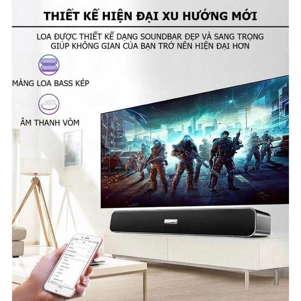 Loa Bluetooth Không Dây Cao Cấp PRO BASS Âm Thanh Nghe Nhạc Siêu Đã Tương Thích Điện Thoại Máy Tính Laptop Tivi - Hàng Chính Hãng