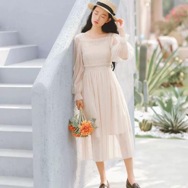 Đầm Ulzzang tiểu thư cổ vuông