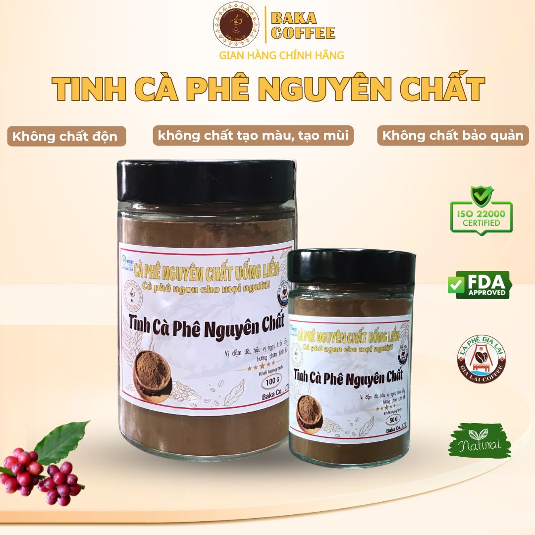 Tinh Cà Phê Nguyên Chất Baka Coffee - Hộp 100g