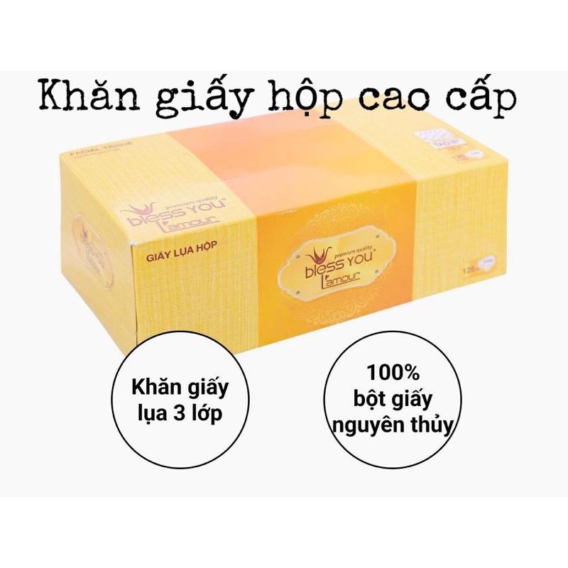 Khăn giấy hộp cao cấp Bless You L'amour 120 tờ x3 lớp Facial tissue