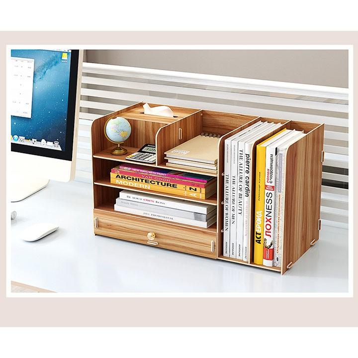 Kệ mini để bàn Kệ tài liệu gỗ văn phòng lắp ghép nhiều màu và nhiều ngăn