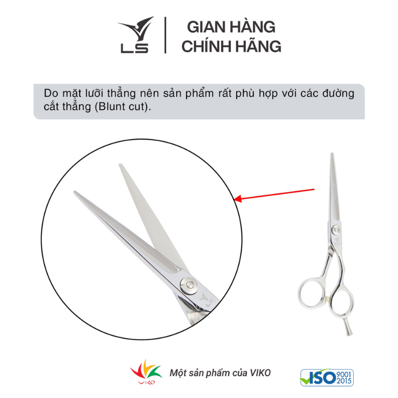 Kéo cắt tóc LS lưỡi thẳng quai offset phẳng đỡ ngón tháo rời CB11/5.5