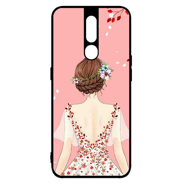 Ốp Lưng in cho Oppo F11 Pro Mẫu Cô Gái Váy Hồng Nền Hồng - Hàng Chính Hãng