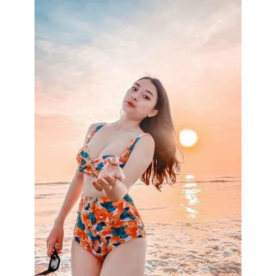 Đồ Bơi Bikini Nữ 2 Mảnh Quần Cạp Cao