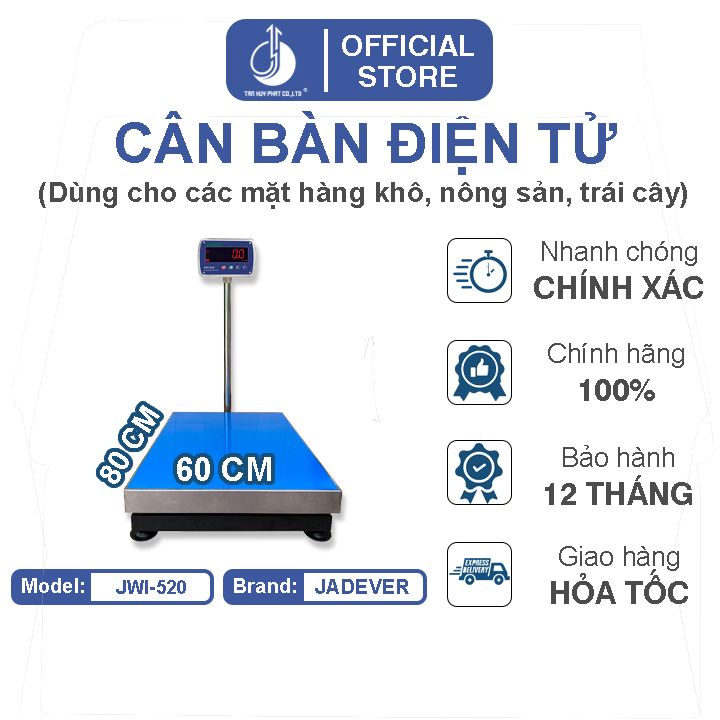 Cân Bàn Điện Tử JWI-520 - Mặt Bàn Cân 600x800MM