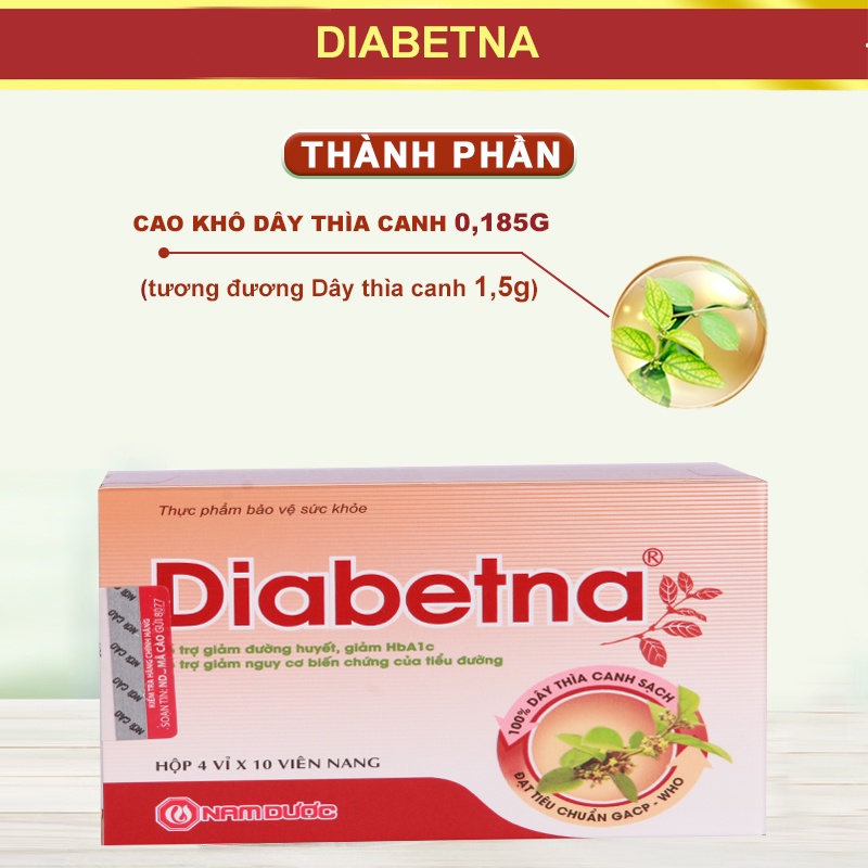Viên uống dây thìa canh Diabetna, hỗ trợ làm giảm và ổn định đường huyết