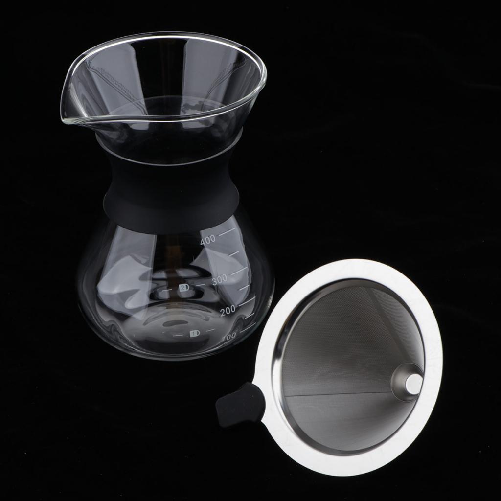 Coffee Maker Set Pour Over Hand Drip Pot + Cone Coffee Dripper Filter Net