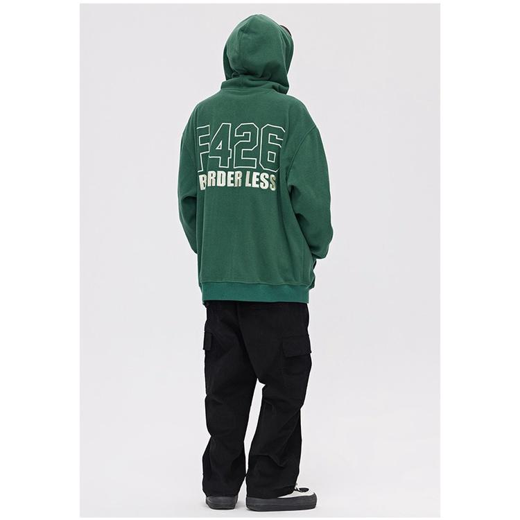 Áo Hoodie Zip Unisex Nỉ Ngoại In Chữ F426 Xanh Lá