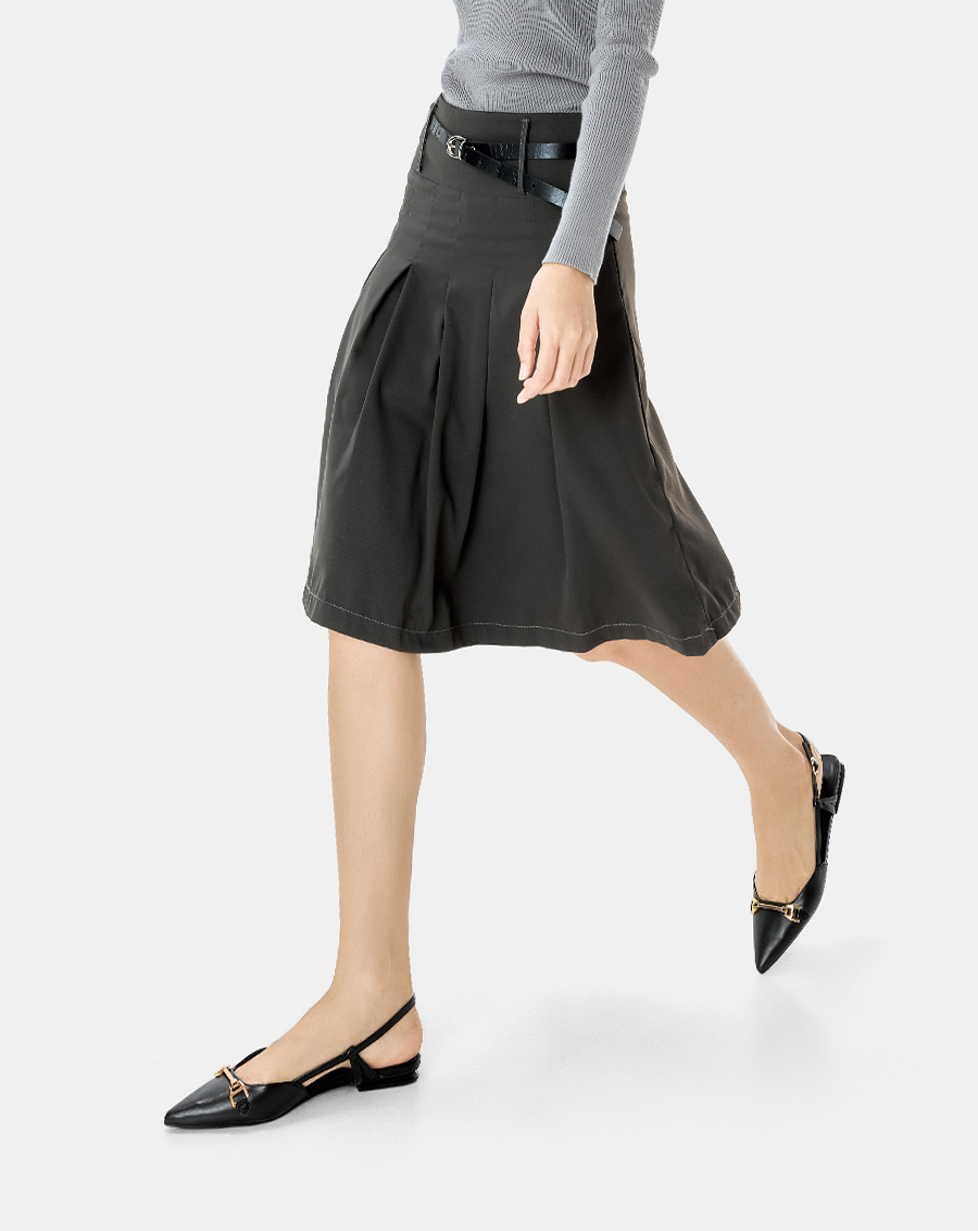 Giày Búp Bê Nữ 3cm Thời Trang JUNO Slingback Trang Trí Khóa BB03122
