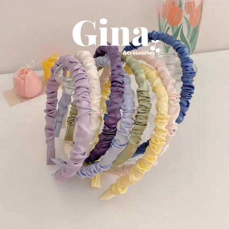 Bờm cài tóc, băng đô cài tóc nhún lụa satin nhiều màu phong cách Hàn Quốc Gina.accessories