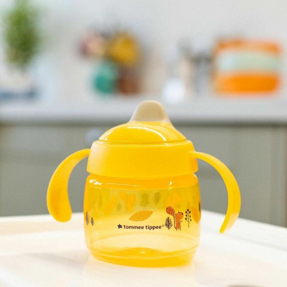 Bình tập uống nước có vòi mút kháng khuẩn chống tràn, chống sặc cho bé Tommee Tippee SuperStar, 190ml – Vàng