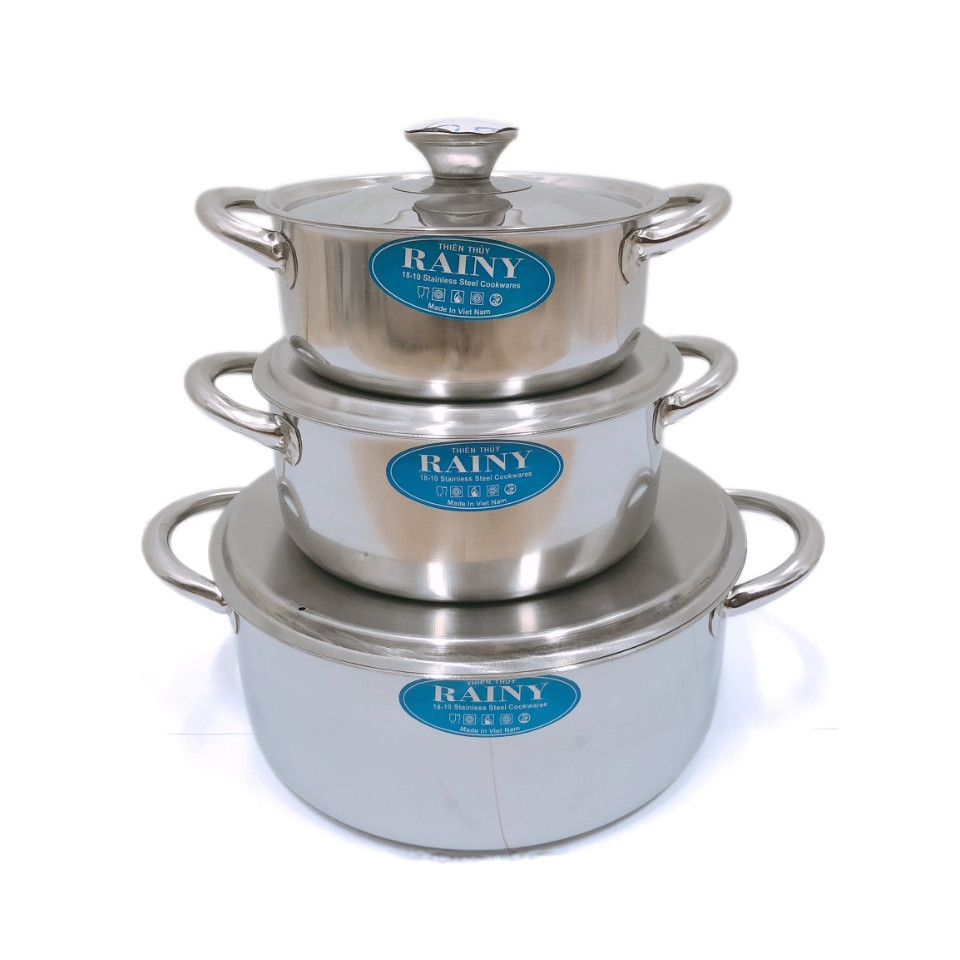 Bộ 3 nồi 1 đáy inox Rainy cao cấp - Hàng Chính Hãng