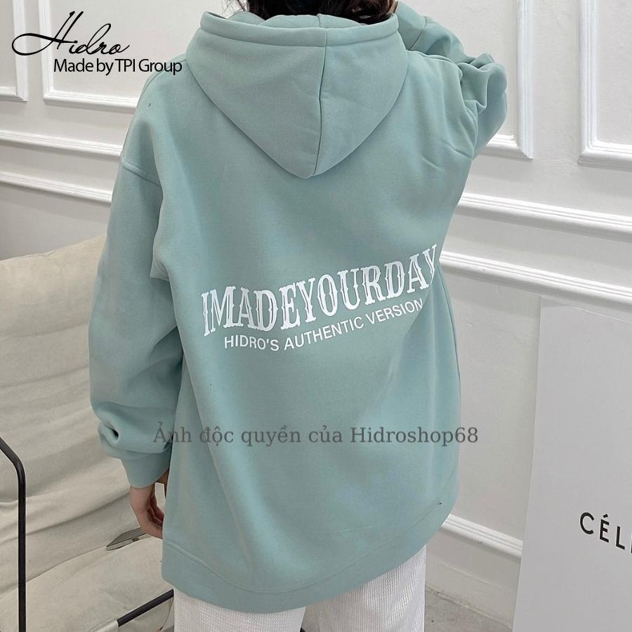 Áo Khoác Hoodie Nỉ Bông Unisex Nam Nữ Khóa Zip In Chữ Form Rộng Ulzzang