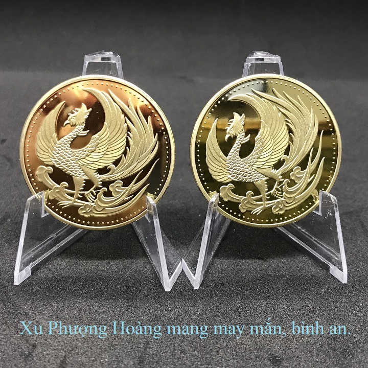 Đồng xu khắc hình chim Phượng Hoàng mạ vàng mang lại may mắn, thịnh vượng - TMT Collection - SP000843