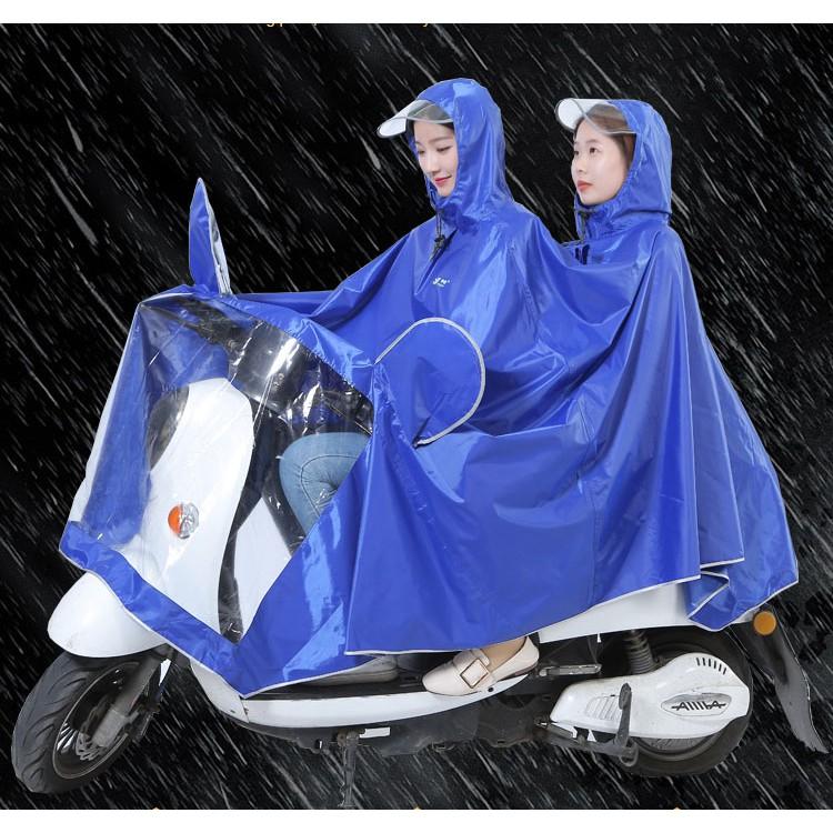 Áo mưa 2 đầu phản quang có kính che mặt - Áo mưa đôi đi xe
