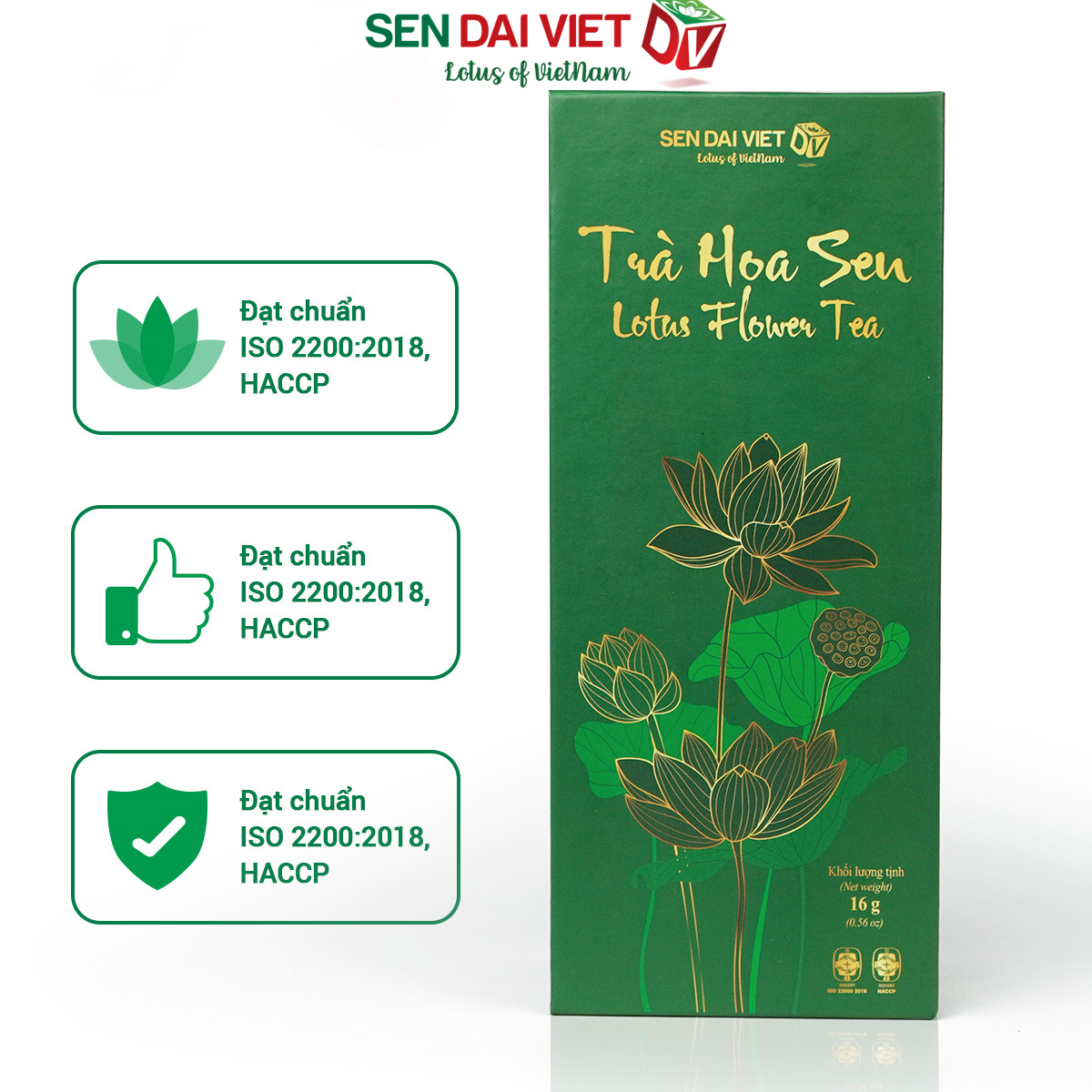 Trà Hoa Sen Sấy Thăng Hoa- Tinh Hoa Thiên Nhiên Việt, Hộp Quà Cao Cấp, ĐV- Sen Đại Việt- Hộp 1 Bông 16g